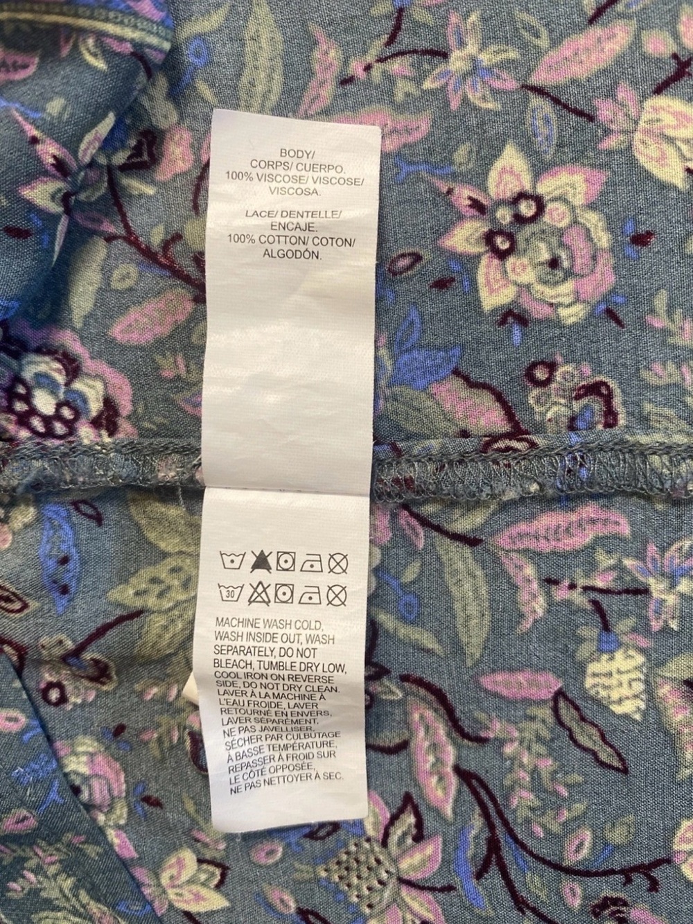Lucky Brand Floral Paisley Button Detail Boho Top Blouse - XL - Picture 6 of 6